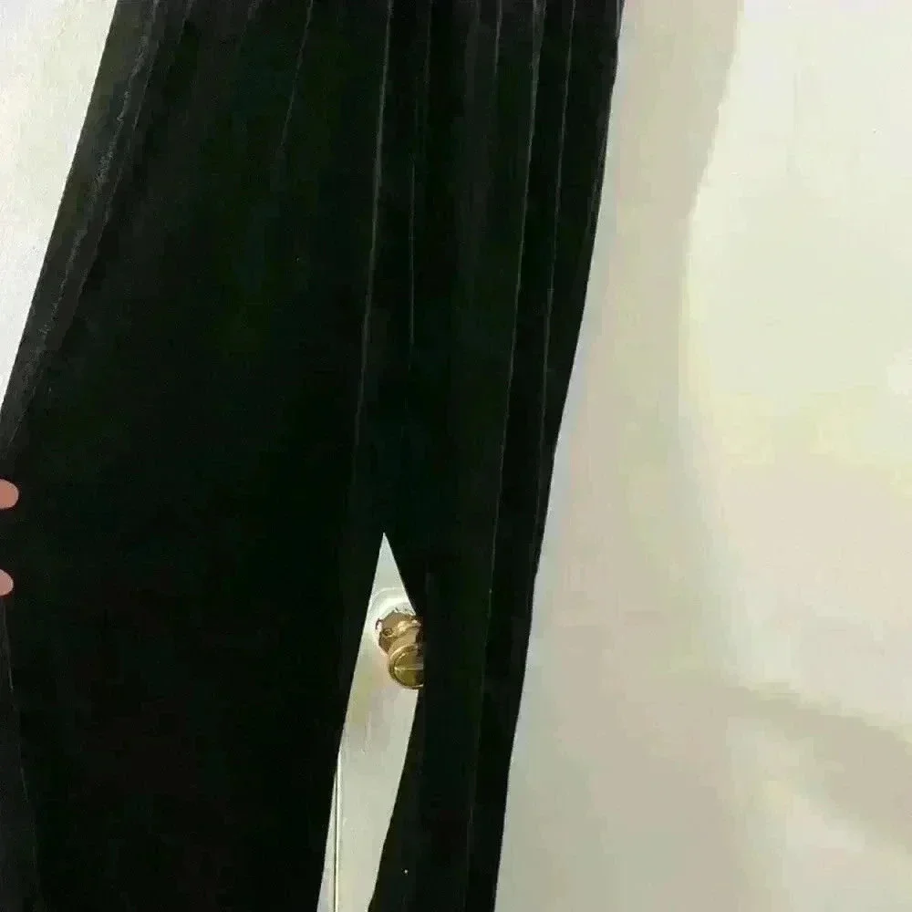 NWT H&M Velvet Wide Leg Romper Black Size 8